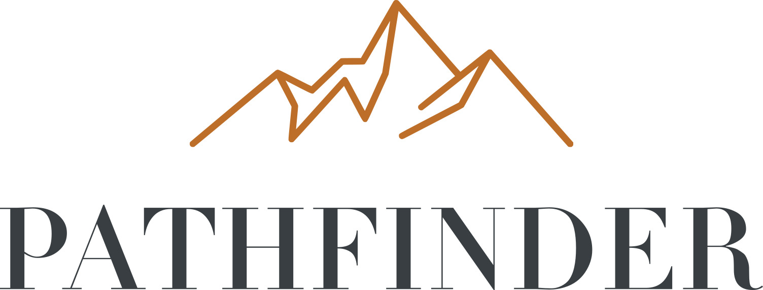 The image shows a minimalist brown mountain outline above the words "PATHFINDER TONOPAH" in bold, uppercase black letters.