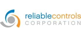 The Reliable Controls logo features a circular abstract design on the left and the company name, Reliable Controls, in blue and orange text on the right.