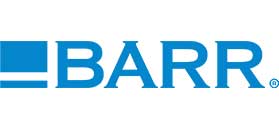 Blue text reads "BARR" with a blue rectangle to the left, on a white background. Renowned for its expertise, Barr Engineering is an industry-leading engineering firm known for its commitment to environmental consulting and sustainable solutions.