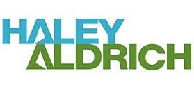 Logo featuring the text "Haley Aldrich" in blue and green with stylized letters, evoking the innovative spirit of a premier consulting services firm.